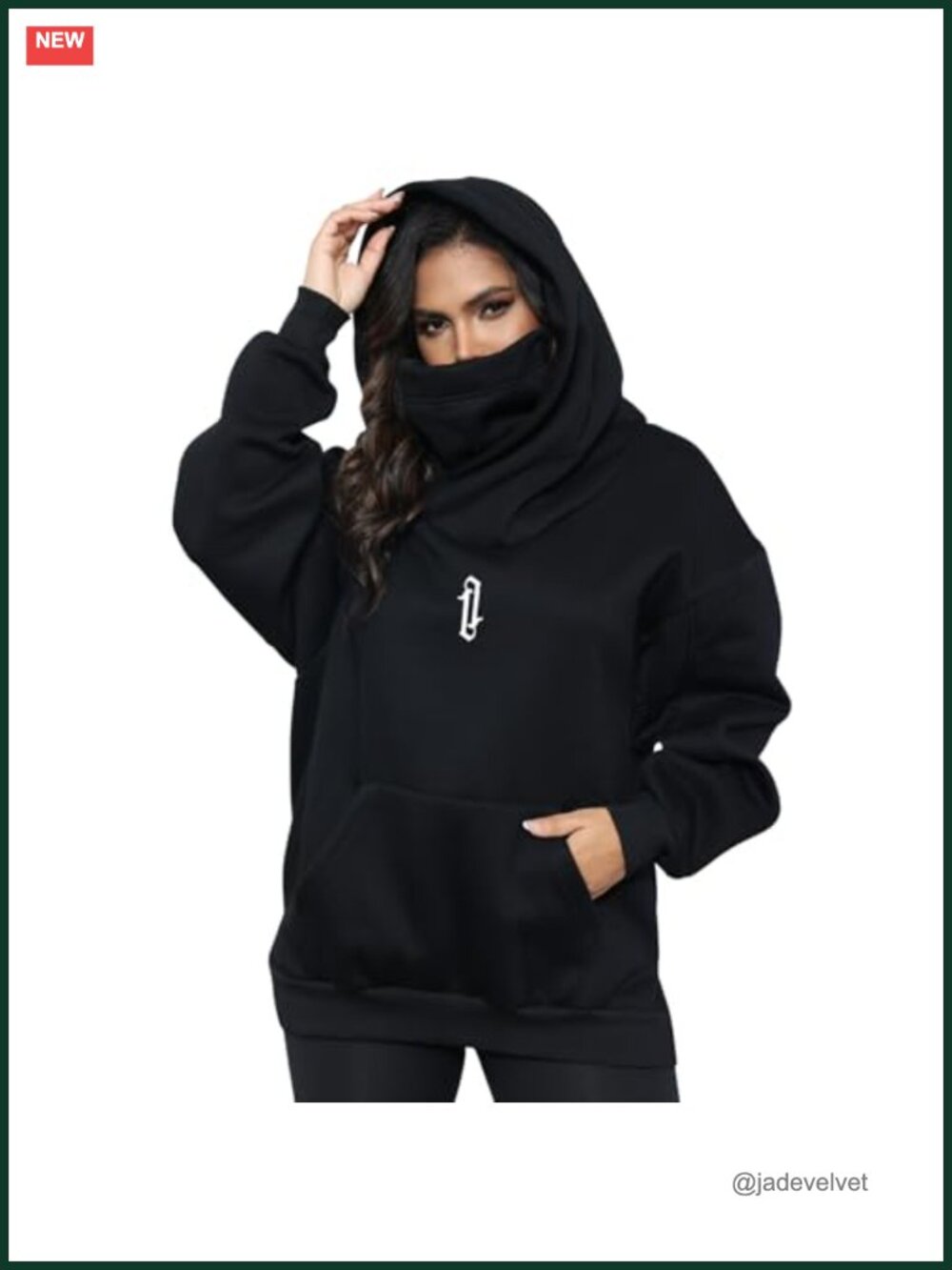 Oversized Fleece Hoodie Double Neckline Built-in Gaiter